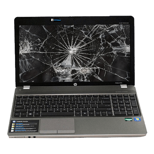 Laptop with cracked screen